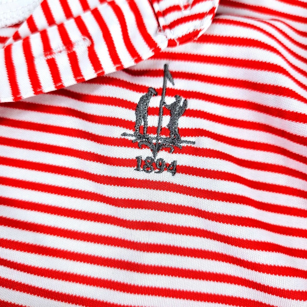 Garb Boys Red White Striped Polo Wicking Shirt Size Large 8-10 Golf Performance - Picture 7 of 9